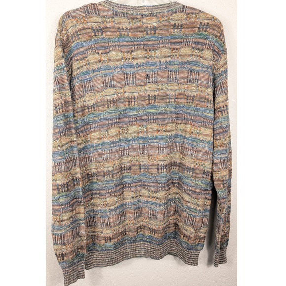 Vintage Raffi Linea Uomo Mens V-Neck Long Sleeve Y2K Sweater Multi Color Large - Picture 5 of 10